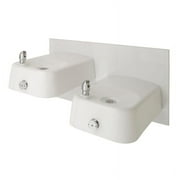 Haws 1501 Hi-Lo Barrier-Free, Wall Mounted, Dual White Enameled Iron Drinking Fountains -