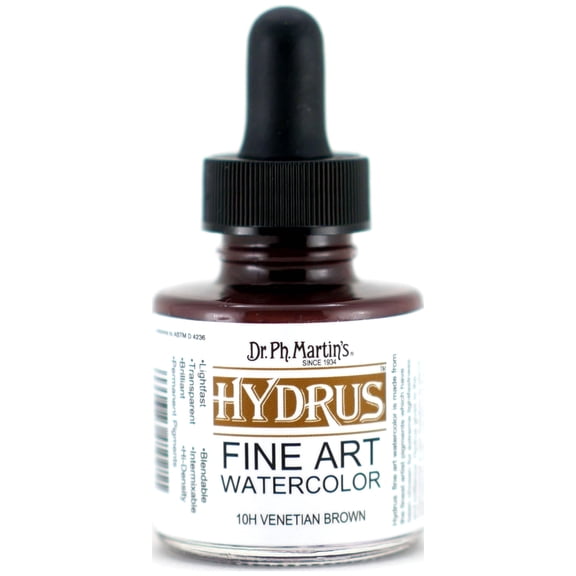 Dr. Ph. Martin's® Hydrus Fine Art Watercolor (10H) Watercolor Bottle, 1.0 US fl oz, Venetian Brown, 1 Bottle