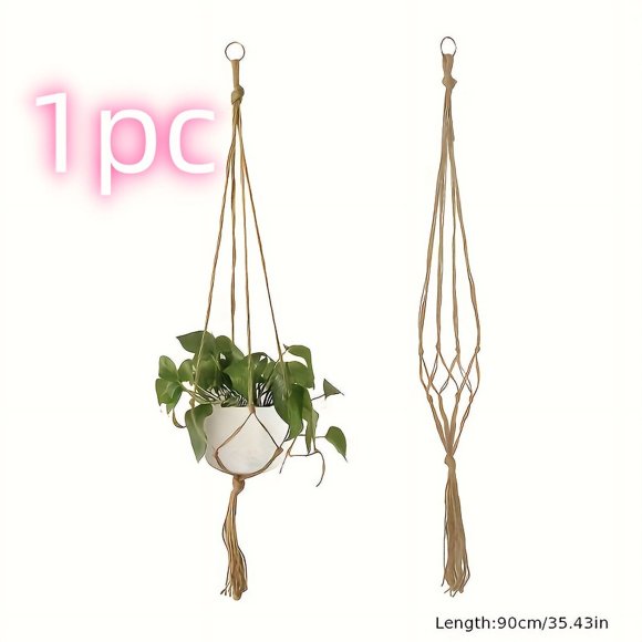 CNKOO Handwoven Macrame Plant Hanging Basket Vintage Striped Bonsai Tree Stand Lightweight Indoor & Outdoor Decorative Flower Pot Holder Irregular Shape Home Gardening Accessory ZZZ