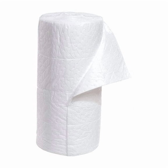 Sorbent Roll, 49 gal, 30 in x 150 ft, Oil, White, Polypropylene
