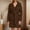 Brown, variant on Soft Kimono Bathrobe Shawl Collar Cozy Warm Home Loungewear Sleepwear For Women