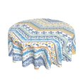 thumbnail image 2 of ZICANCN Round Table Cloths 60 Inch, Bohemian Mosaic Herringbone Table Cover Waterproof Washable Outdoor Picnic Tablecloth, 2 of 8