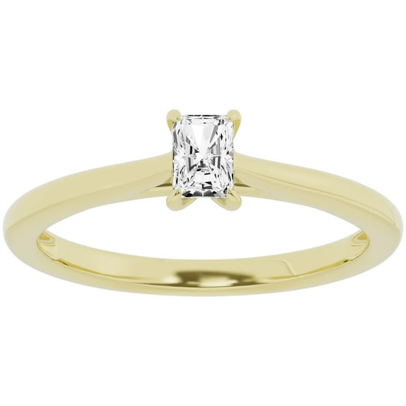 Unique Moments 0.25 ct lab Grown Solitaire Radiant Diamond Engagement Ring for Women 10K Yellow Gold