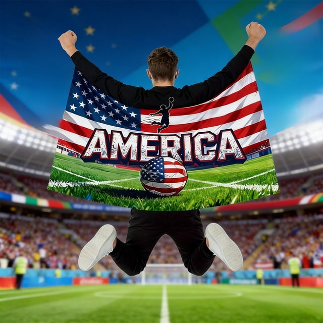 Decoración del hogar, decoración de habitaciones, decoración de paredes Copa del Mundo 2026 EE. UU. Canadá México Fútbol Chal Bandera Capa Bandera del cuerpo del fanático Banderas de manga de poliéste