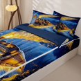 thumbnail image 3 of Castle Fairy Magical Train Zipper Twin Comforter Sets with Fitted Sheet and 2 Pillowcases,Winter Light Print Zipper Bedding Set for Bedroom,Black Gold,4-Piece,Navy Blue Reversible, 3 of 6