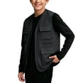 thumbnail image 7 of TGSLY Utility Cargo Vest for Children Lightweight Zip Up Sleeveless Layering Gilet Loose Casual Solid Color Fall Winter Outdoor Waistcoat 9-10 Years, 7 of 7