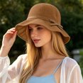 thumbnail image 2 of Women Knitted Bucket Sun‑Hat With Bow‑Knot Strap UV Protection Wide Brim Elegant Summer Sun Hat Packable Breathable Outdoor Travel Beach Head‑Accessory, 2 of 4