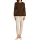 thumbnail image 2 of INSPIRAR CHIC Blusa de gasa para mujer con cuello de ojal, mangas de patchwork, elegante top de trabajo XL color marrón oscuro, 2 of 6