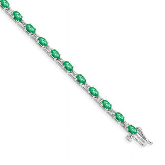Primal Gold 14 Karat White Gold Diamond and Emerald Bracelet