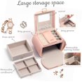 thumbnail image 2 of Princess Style Jewelry Box with Mirror, All-in-One Jewelry Organizer for Earring, Necklace, Ring and Bracelet, Large Capacity Jewelry Display Storage Case (Pink), 2 of 5