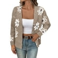 thumbnail image 2 of ClodeEU Cardigan Sweaters for Women , V Neck Floral Print Long Sleeve Button Down Knit Sweaters Khaki,Womens Plus M, 2 of 8