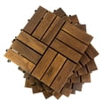 thumbnail image 2 of 10 Pack Acacia Wood Assembled Flooring 12x12 Inch Interlocking Patio Deck Tiles with Grass Accents, 2 of 5