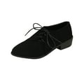 thumbnail image 2 of Viluyesy Loafers for Womens, Pointed Toe Low Heels Lace Up Suede Leather Dress Shoes Black US9.5, 2 of 8