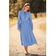 thumbnail image 4 of Vestido PRETTYGARDEN 2025 Swiss Dot Midi Azul Claro con Escote en V Talla M, 4 of 8