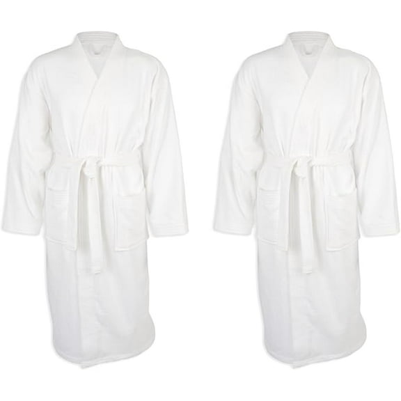 Kaufman Velour & Waffle Robes - Shawl Collar, "King & Queen" Embroidered 2 Pack Unisex 100% Cotton Bathrobes for Men & Women, Luxury Hotel Spa Soft Plush & Lightweight