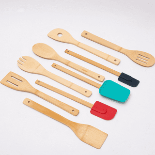 6 Piece Wooden Cooking Utensil Set Bamboo Kitchen Spatula Spoons