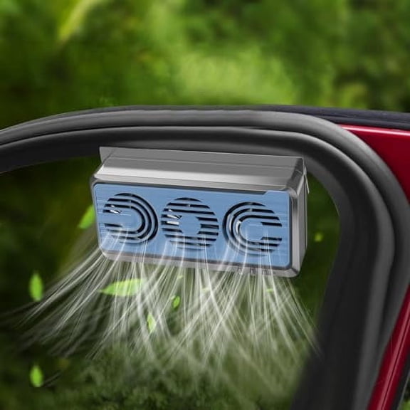 Car Solar Powered Exhaust Fan Car Window Exhaust Fan 180° Vehicle Ventilation Fan Car Radiator Cooling Fan Air Vent Cooler Ventilation System with Three Air Outlet (Gray-Blue)