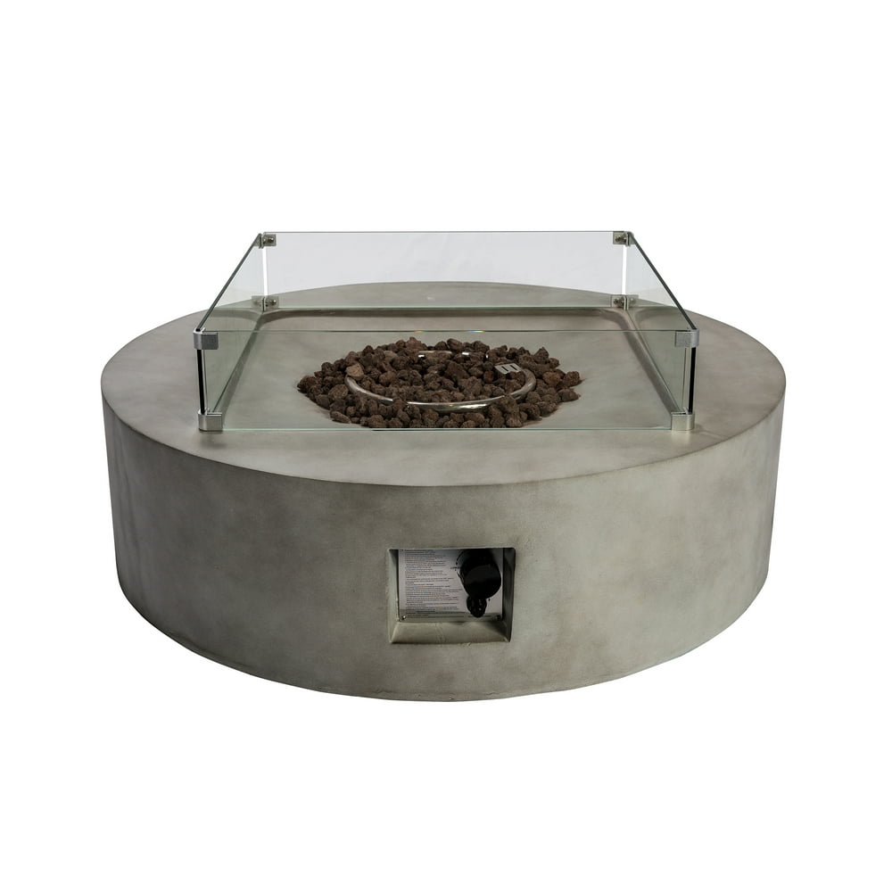 Peaktop Outdoor 42" Round Concrete Propane Gas Fire Pit