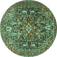 thumbnail image 1 of Ahgly Company Machine Washable Indoor Round Persian Turquoise Blue Traditional Area Rugs, 5' Round, 1 of 4