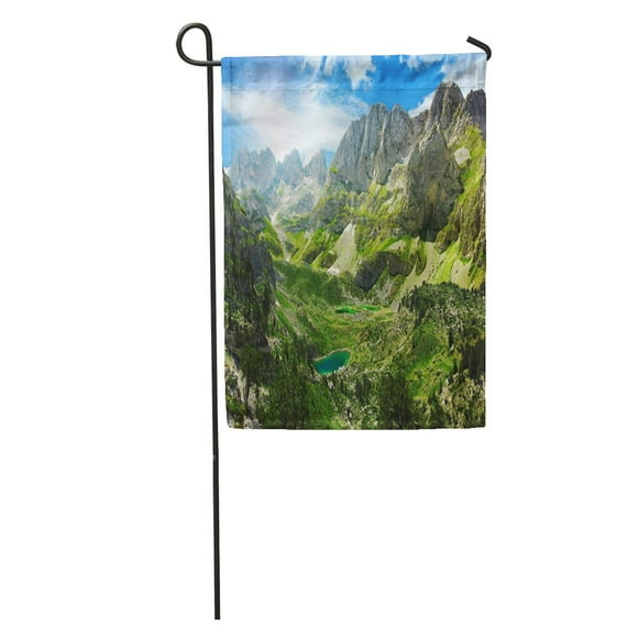 POGLIP Blue Albania Amazing View of Mountain Lakes in Albanian Alps Garden Flag Decorative Flag House Banner 12x18 inch