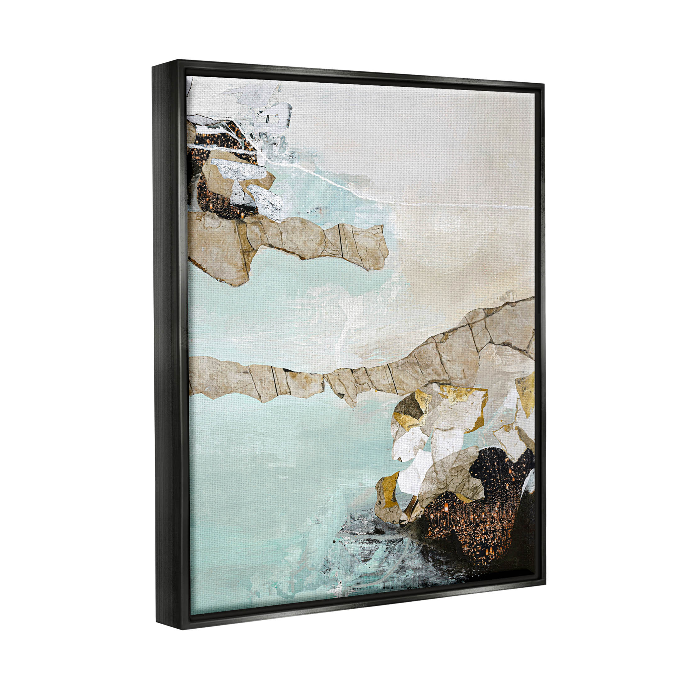 Abstract Beach Shoreline Scenery Abstract Graphic Art Jet Black Framed Art Print Wall Art