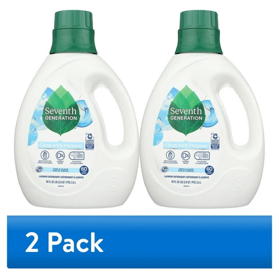 (2 pack) Seventh Generation Free and Clear Liquid Laundry Detergent, 90 oz, 60 Loads