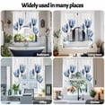 thumbnail image 6 of Blue Floral Swag Curtain Valance for Windows, Blue Tulips Green Leaf Window Treatments Short Swag Topper for Kitchen Windows Bathroom Bedroom, 36"x45", 6 of 8