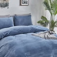 thumbnail image 5 of Pureant Blue Fluffy Comforter Set Queen Lake Blue Velvet Bedding Comforter Sets for Men Boys Solid Blue Queen Comforter Soft Plain Grayish Blue Queen Size Quilts Haze Blue Flannel, 5 of 6