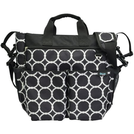 Dot Diaper Set - Terra Baby Mommy Designer Shoulder Diaper Bag Set, Classic Black/White Dot