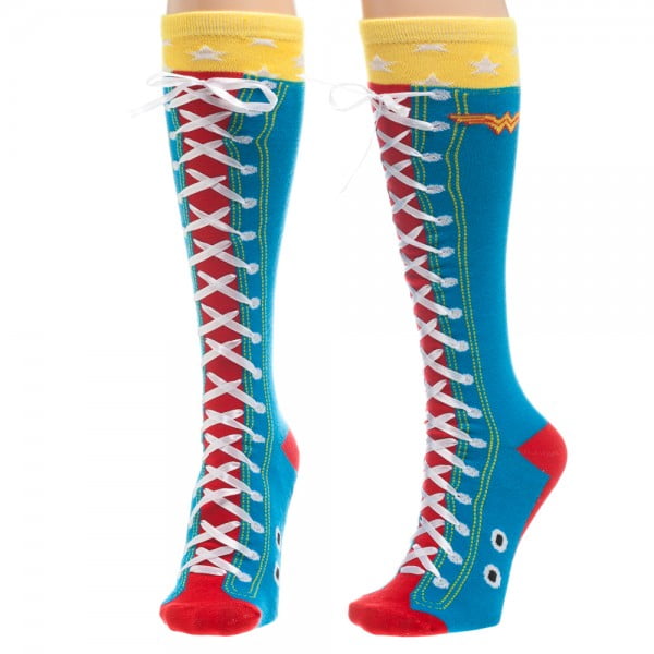 Knee High Socks DC Comics Wonder Woman Faux Lace Up kh2myxdco