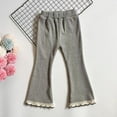 thumbnail image 2 of CAICJ98 Girls Flare Pants Ruffle Ribbed Bell Bottoms for Toddler Girls Cotton Solid Elastic Waist Trousers Grey,12-18 Months, 2 of 5