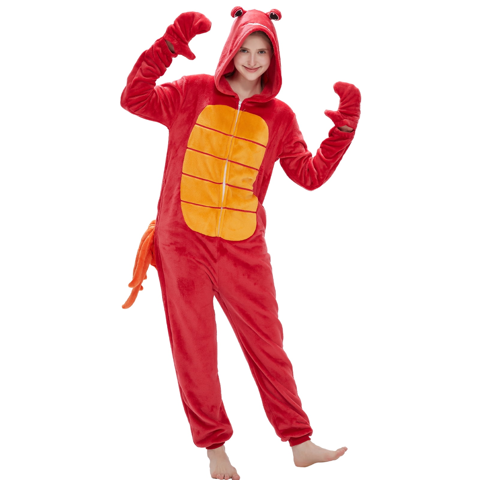 SWEETXIN Adult's Crab One-Piece Holiday Family Pajamas Halloween Costume Suit for Women and Men Jumpsuit SizeS