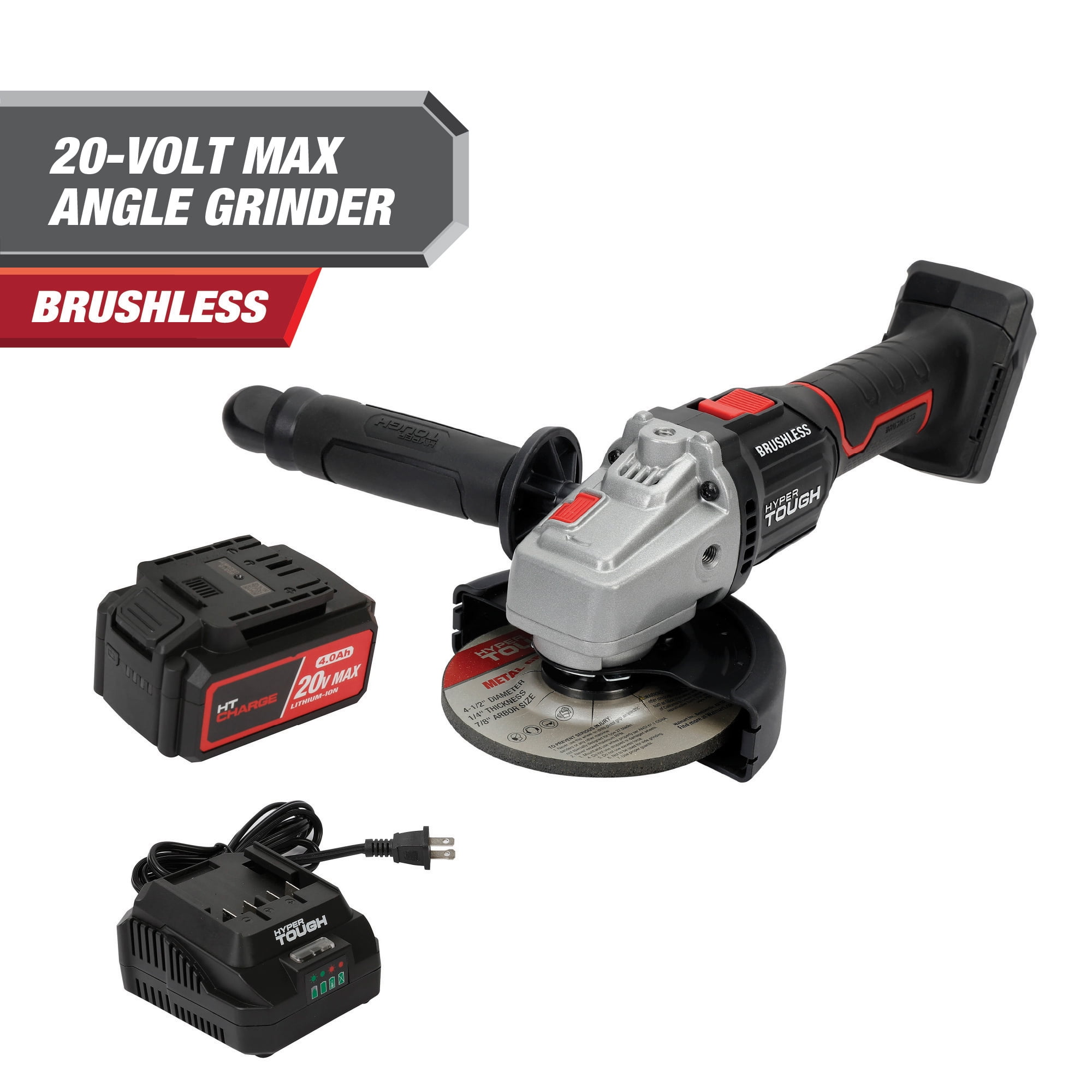 Hyper Tough 20V Brushless Cordless Hammer Drill, Angle Grinder, and High-Torque Impact Wrench