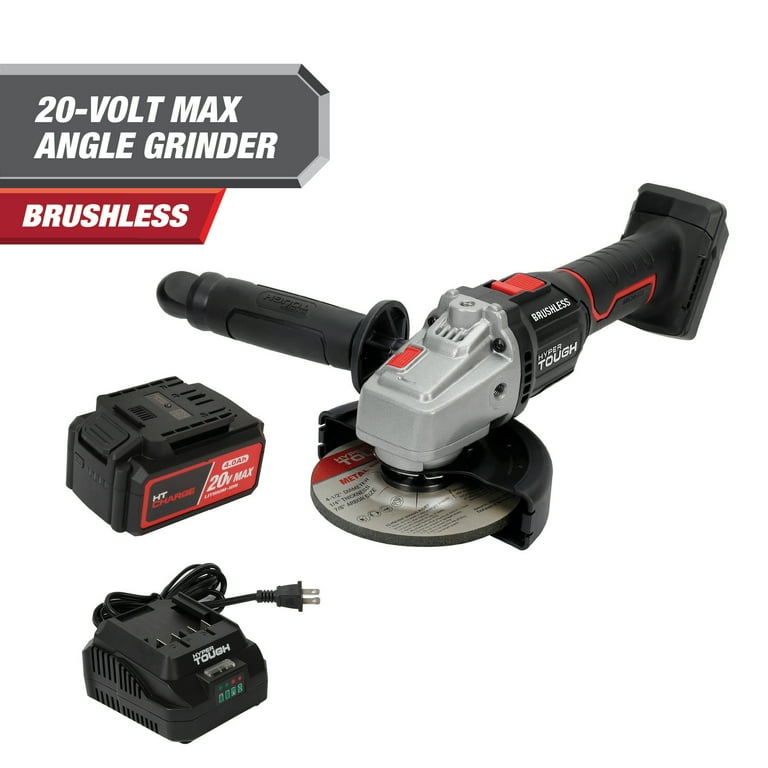 Hyper Tough 20V Max Brushless 4.5 inch Cordless Angle Grinder with 4.0Ah Lithium Ion Battery and Charger New Walmart