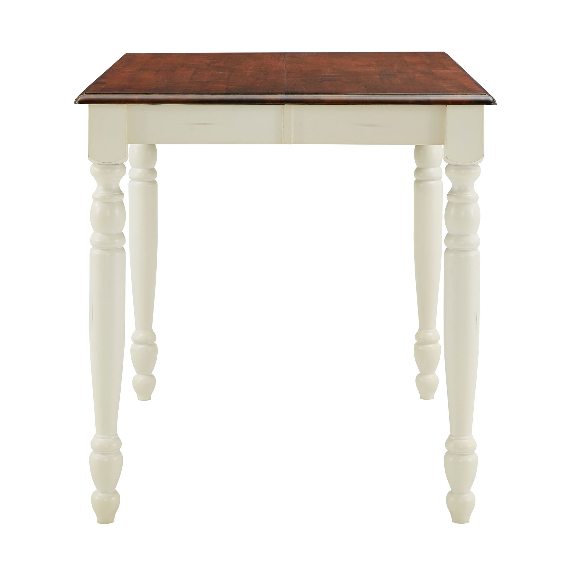 Weston Home Ohana Two-Tone Extending Counter Height Dining Table, Antique White and Warm Cherry