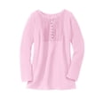 thumbnail image 2 of Woman Within Plus Size Waffle Thermal Lace Bib Henley Tee, 2 of 4