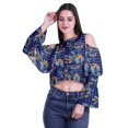 thumbnail image 2 of Moomaya Button Front Cold Shoulder Top Printed  Casual Loose Blouse Short Top, 2 of 4