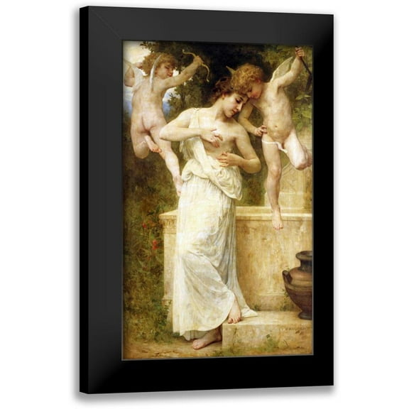 Bouguereau, William-Adolphe 10x14 Black Modern Framed Museum Art Print Titled - Blessures DAmour