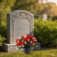 thumbnail image 5 of Artificial Cemetery Flowers for Grave, 12 Heads Artificial Roses Flowers With Pot, Memorial Day Flowers for Cemetery, Outdoor Grave Decorations, 5 of 8