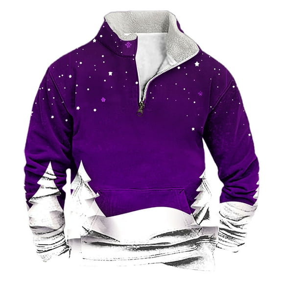successthop Mens Christmas Sweatshirt Snow Plus Size Quarter Zip Long Sleeve Tops Pullover Sweaters with Pocket Clothes