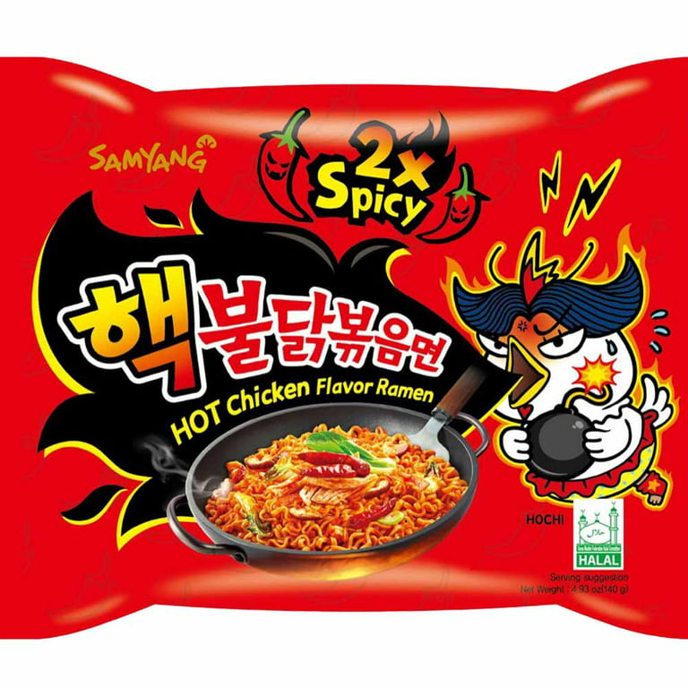 SAMYANG Spicy Hot (2x Spicy) Chicken Flavour Ramen Noodles, Pack of 5