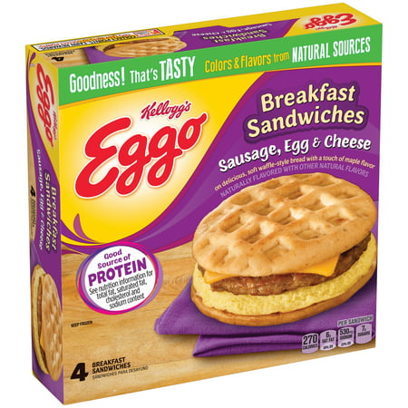 UPC 038000120824 product image for Kellogg's Eggo Sausage, Egg & Cheese Breakfast Sandwiches, 4 count, 13.8 oz | upcitemdb.com