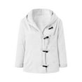 thumbnail image 4 of VINUSLI Women Sherpa Jacket Winter Horn Button Faux Suede Hoodie Parka Pea Coats Outerwear Long Sleeve​ White,M, 4 of 5