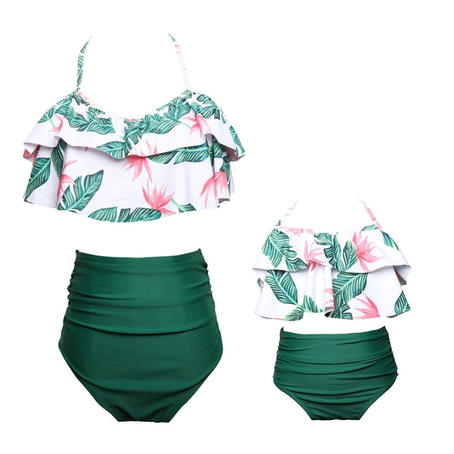 Dnzceghtig Traje de baño de dos piezas para niñas Conjunto de bikini con volantes Trajes de baño