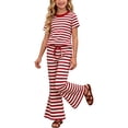 thumbnail image 7 of Amidoa Girls 2 Piece Outfits Summer Clothes T Shirt Cute Short Sleeves Casual Pants Kids Clothing Sets Red Size 5T, 7 of 7