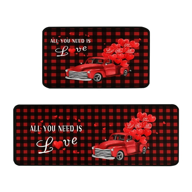 Hearth & Gear Valentines Day Kitchen Rugs And Mats Set Of 2 Valentines Kitchen Mats Farmhouse Mats For Floor Decorations Decorative Valentines Day Kitchen 16x24 Inch And 16x43 Inch Knit Blanket for