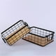 thumbnail image 2 of Organizador de almacenamiento de alimentos con ambre Cesta con asas y fondo de madera, negro - METRO Macarena cesta de almacenamiento de cocina, 2 of 7