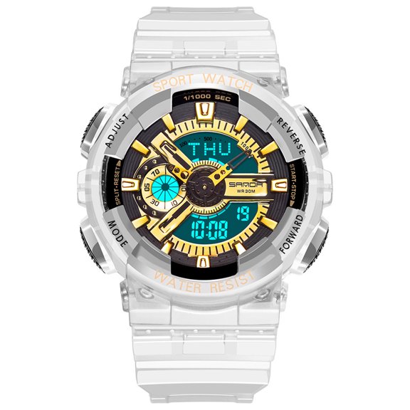 SUSHNAG Waterproof Sports Couple Watch Fashion Sports Watch Transparent Strap Digital Couple Watch Men