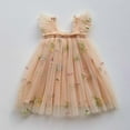 thumbnail image 4 of Dresses for Teens Fly Sleeves Embroider Princess Dance Party Floral Clothes Toddler Dress Beige 2-3 Years, 4 of 4