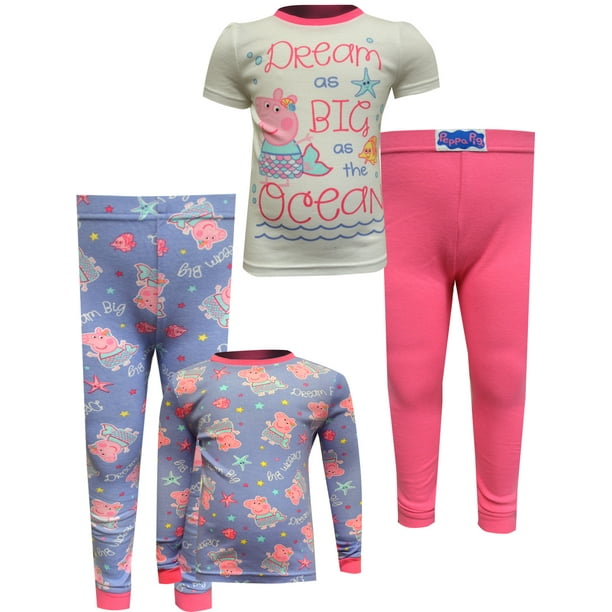 Komar Kids Girls Peppa Pig Dream as Big as the Ocean 4 Piece Cotton Toddler Pajamas 2T